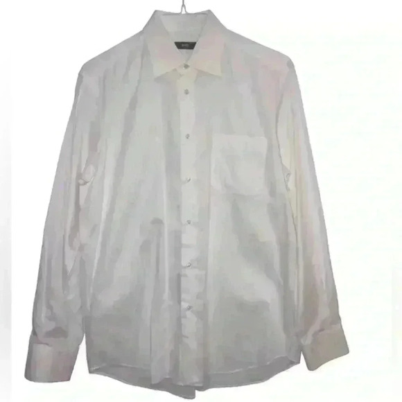 HUGO BOSS LONG SLEEVE BUTTON UP WHITE DRESS SHIRT SIZE 15.5” - Picture 1 of 10